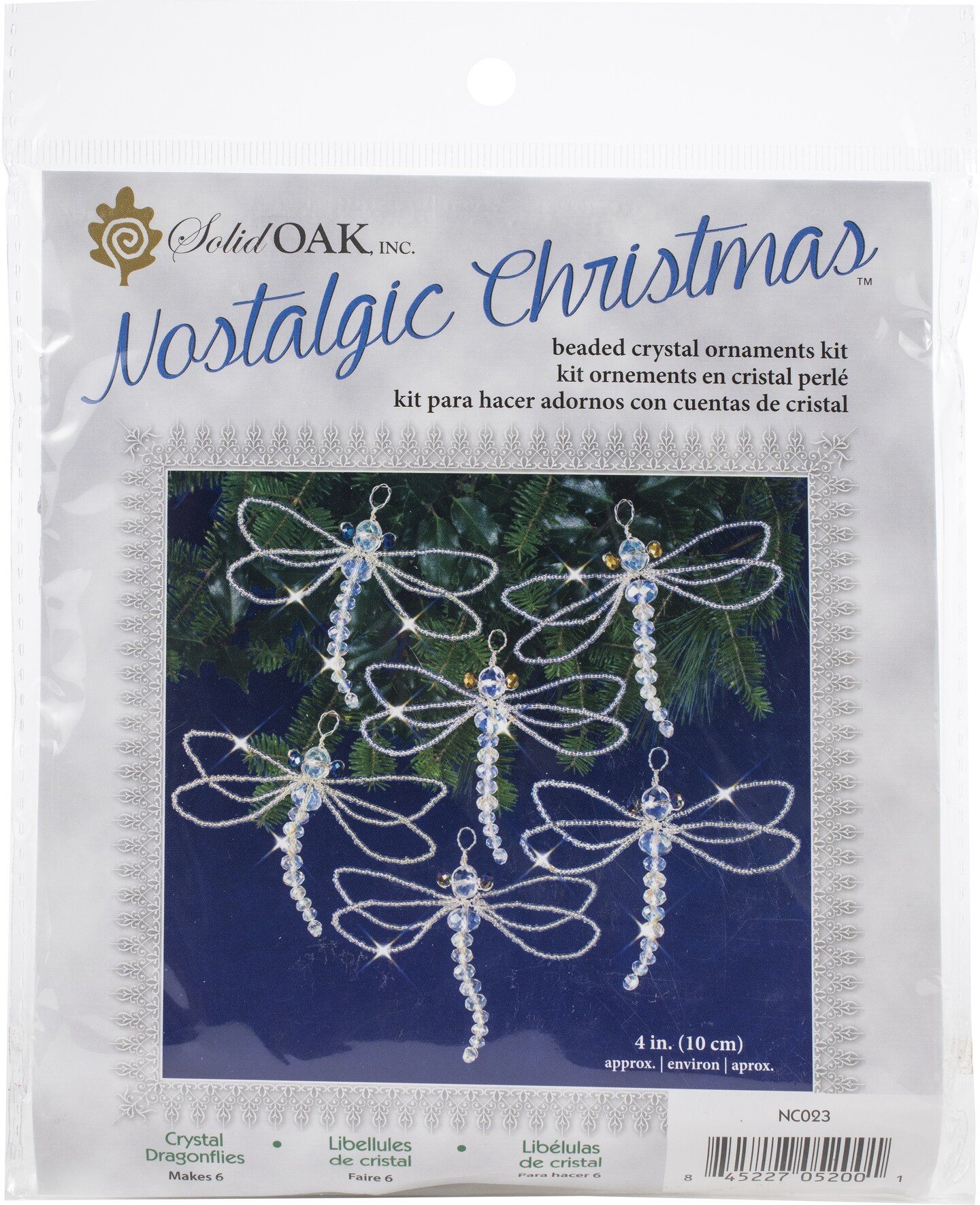 Solid Oak Nostalgic Christmas Beaded Crystal Ornament Kit-Crystal Dragonflies