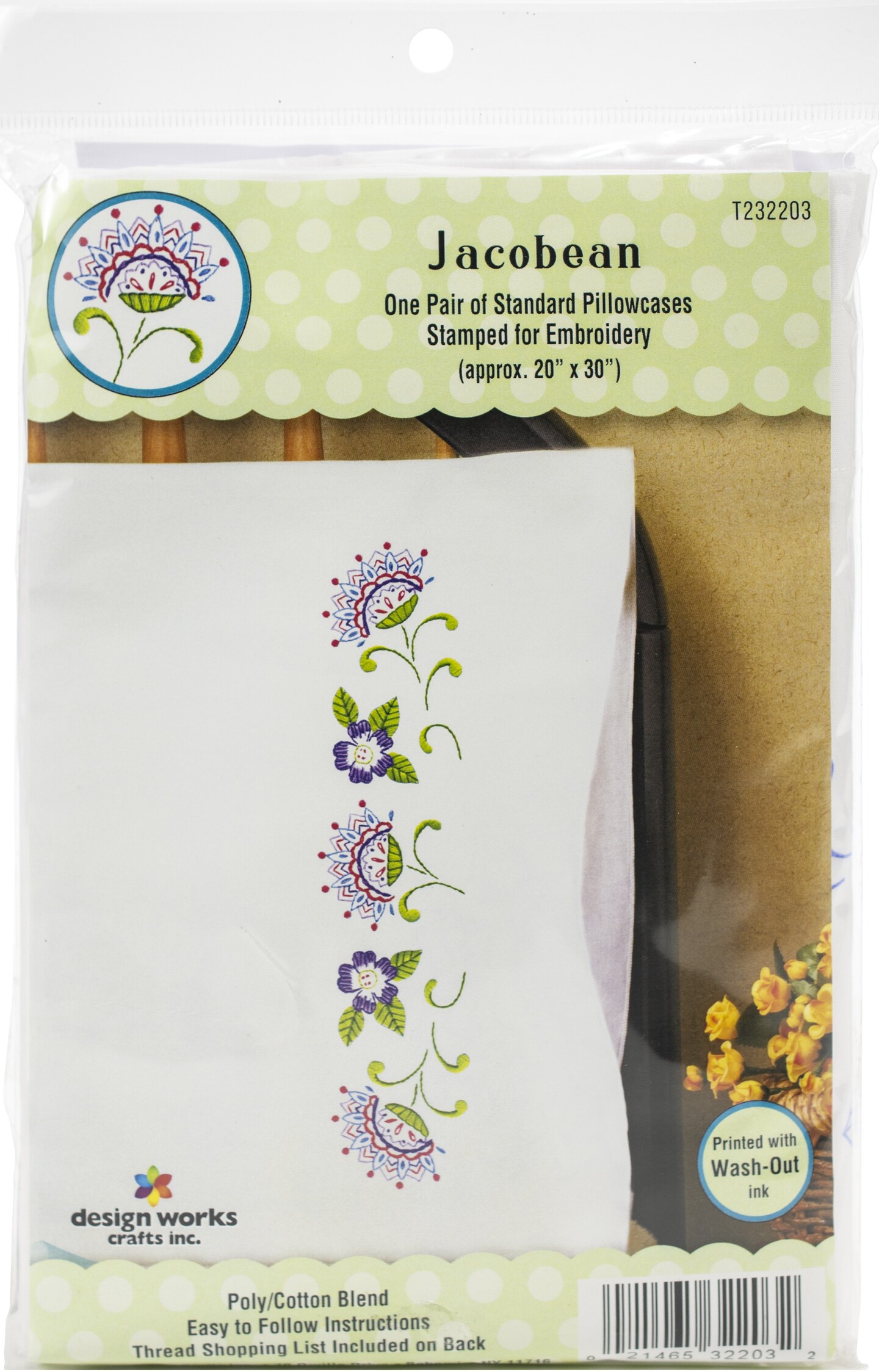 Tobin Stamped For Embroidery Pillowcase Pair 20&#x22;X30&#x22;-Jacobean