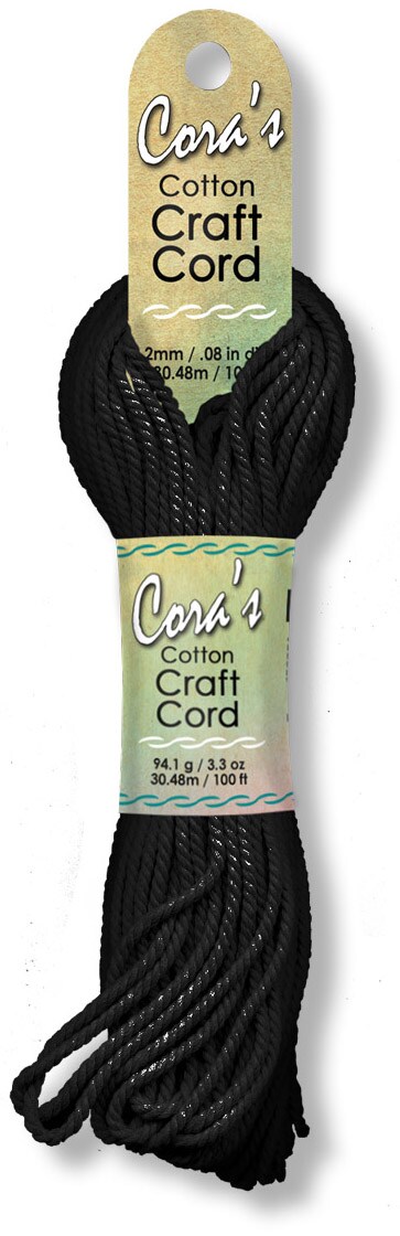 Pepperell Cotton Craft Cord 2mmx100'-Black