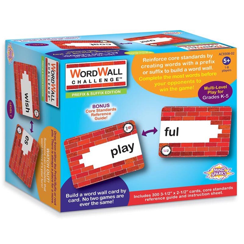 Wordwall Challenge™ Card Game, Prefixes & Suffixes, 3-1/2" X 2-1/2", 300 Cards