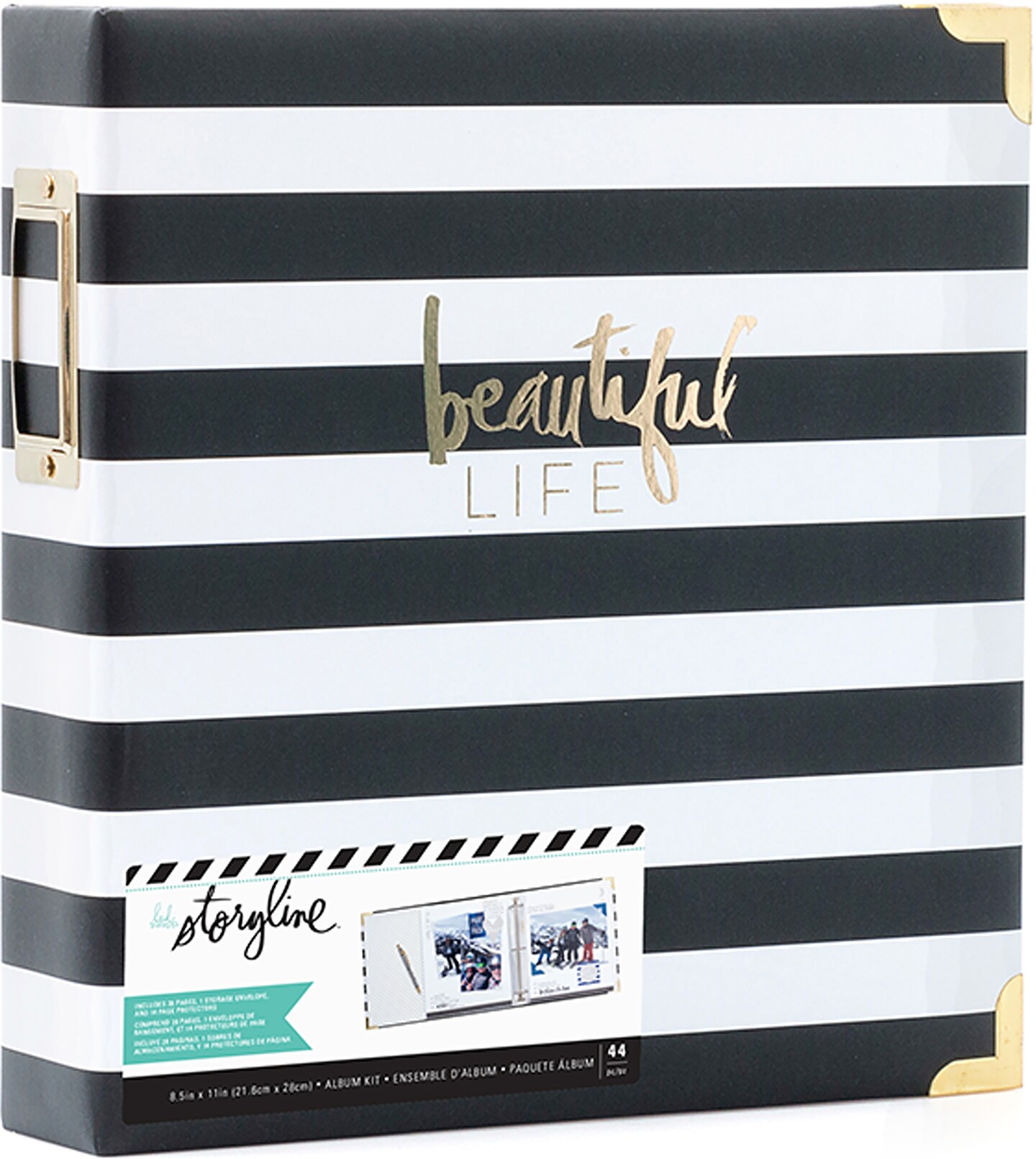 Heidi Swapp Storyline2 D-Ring Album 8.5&#x22;X11&#x22;-Black Stripe