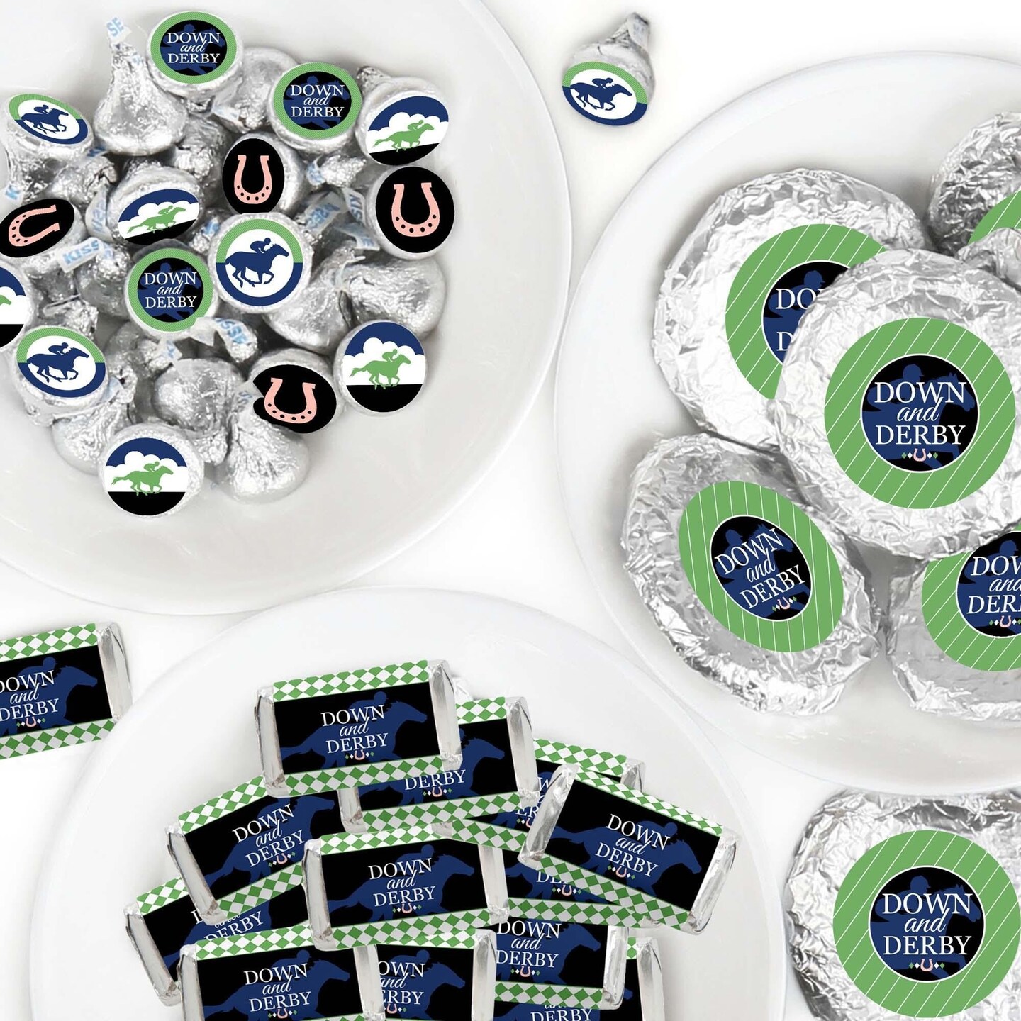 Big Dot of Happiness Kentucky Horse Derby - Mini Candy Bar Wrappers, Round Candy Stickers & Circle Stickers - Party Candy Favor Sticker Kit - 304 Pcs