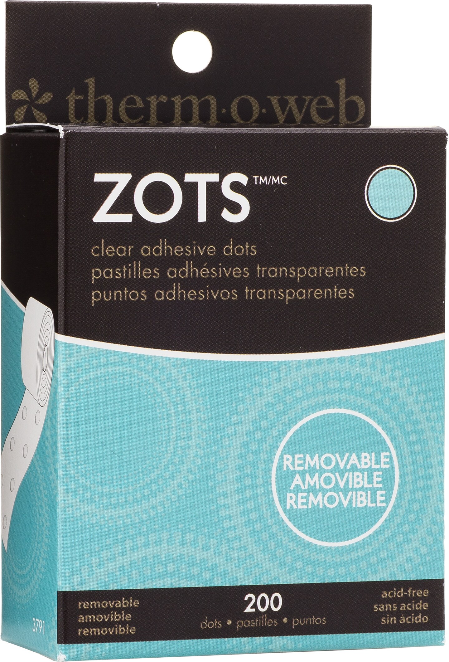 Thermoweb Zots Clear Adhesive Dots-Removable 3/8"X1/64" Thick 200/Pkg