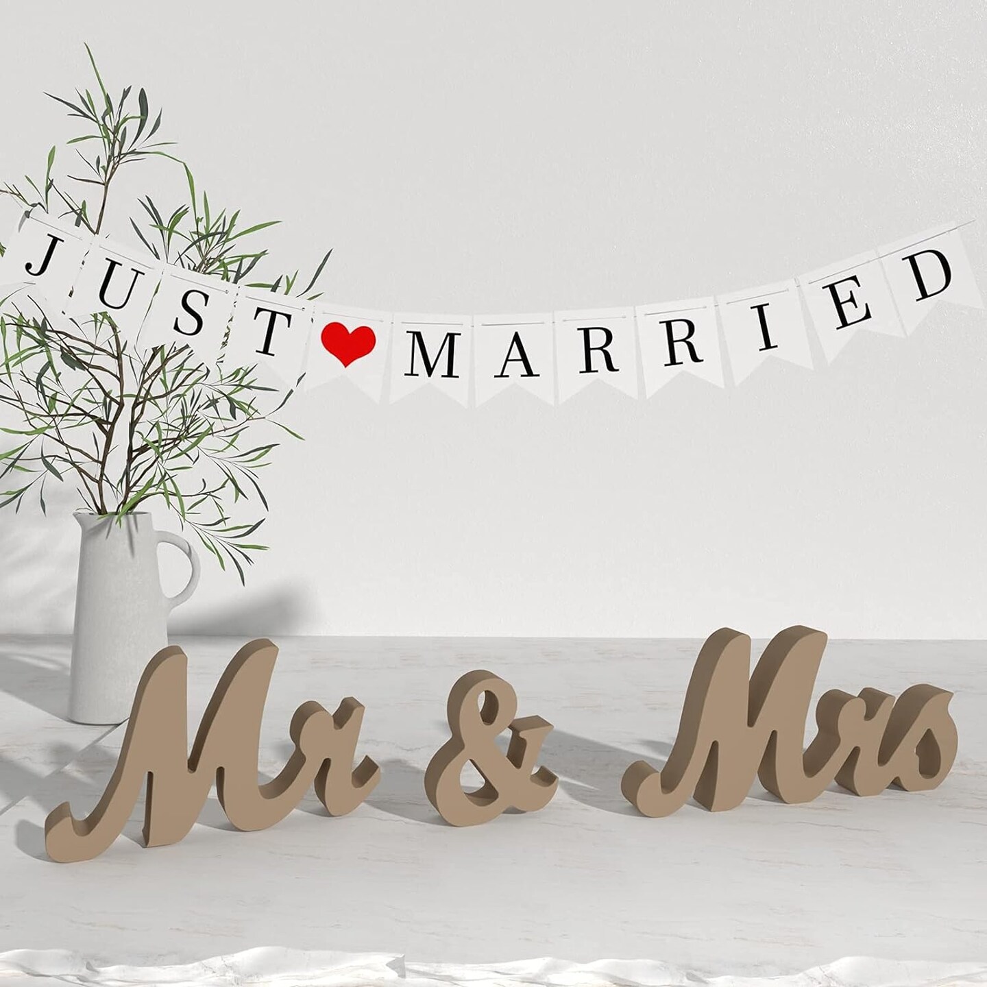 Mr and Mrs Sign & Just Married Banner for Wedding Decorations
