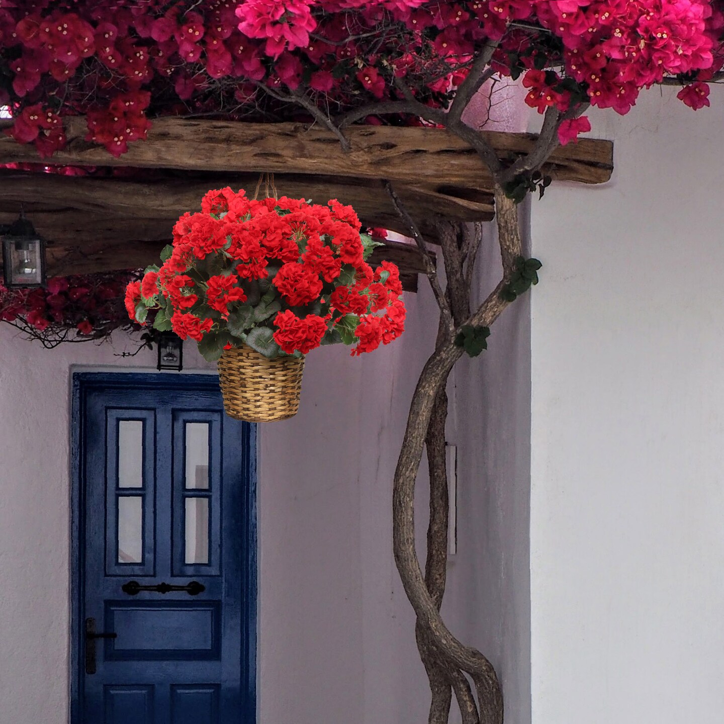 2-Pack: Red Geranium Bush - 7 Silk Blooms, Lifelike Design, Indoor/Outdoor Use, Home & Garden Decor - Spring & Summer Floral Accent, Floral Home by Artificial Flowers