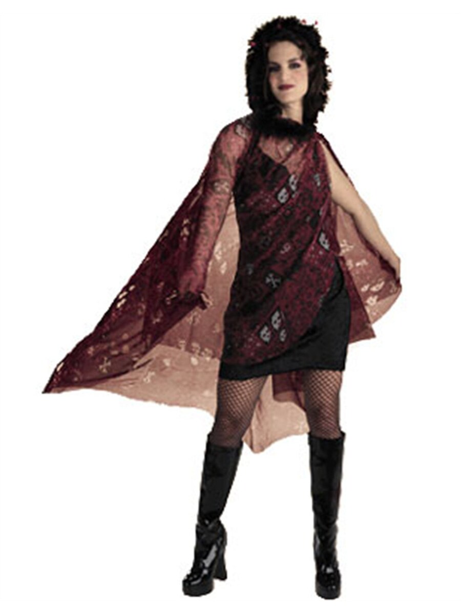 Formal Red Skull &#x26; Cross Bones Fancy Dress Costume Cape
