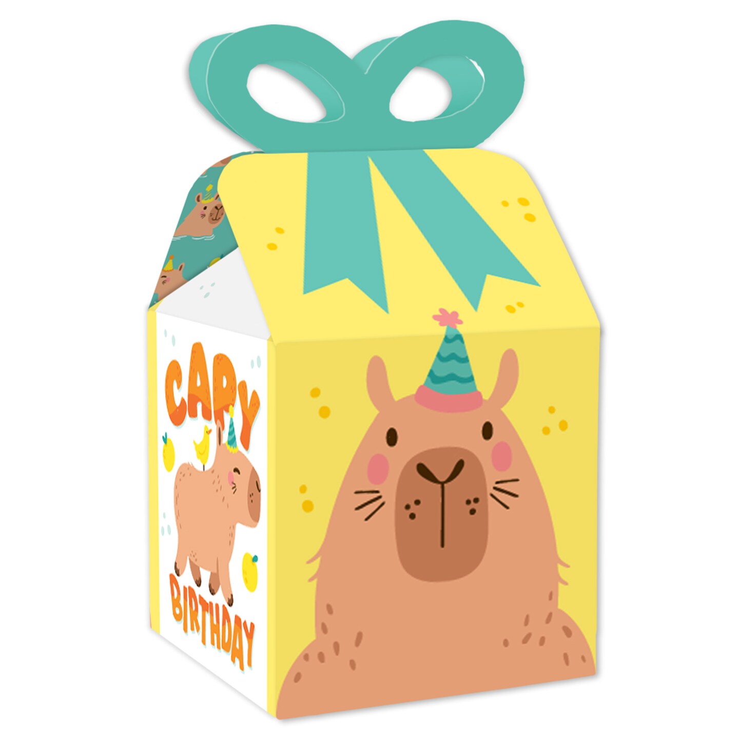 Big Dot of Happiness Capy Birthday - Square Favor Gift Boxes - Capybara Party Bow Boxes - Set of 12