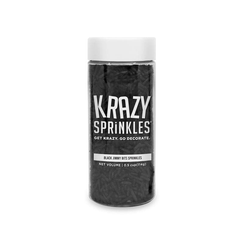 Krazy Sprinkles - Black Jimmies (1/2 Cup, 1x Jar) for Cakes, Ice Cream & Cookies