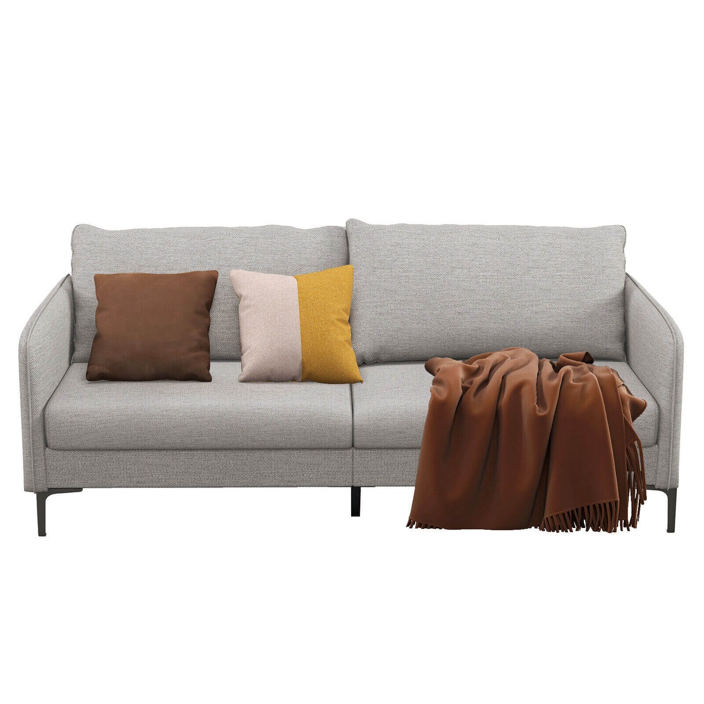 Modern 76 Inch Loveseat Sofa Couch for Apartment Dorm with Metal Legs-Grey