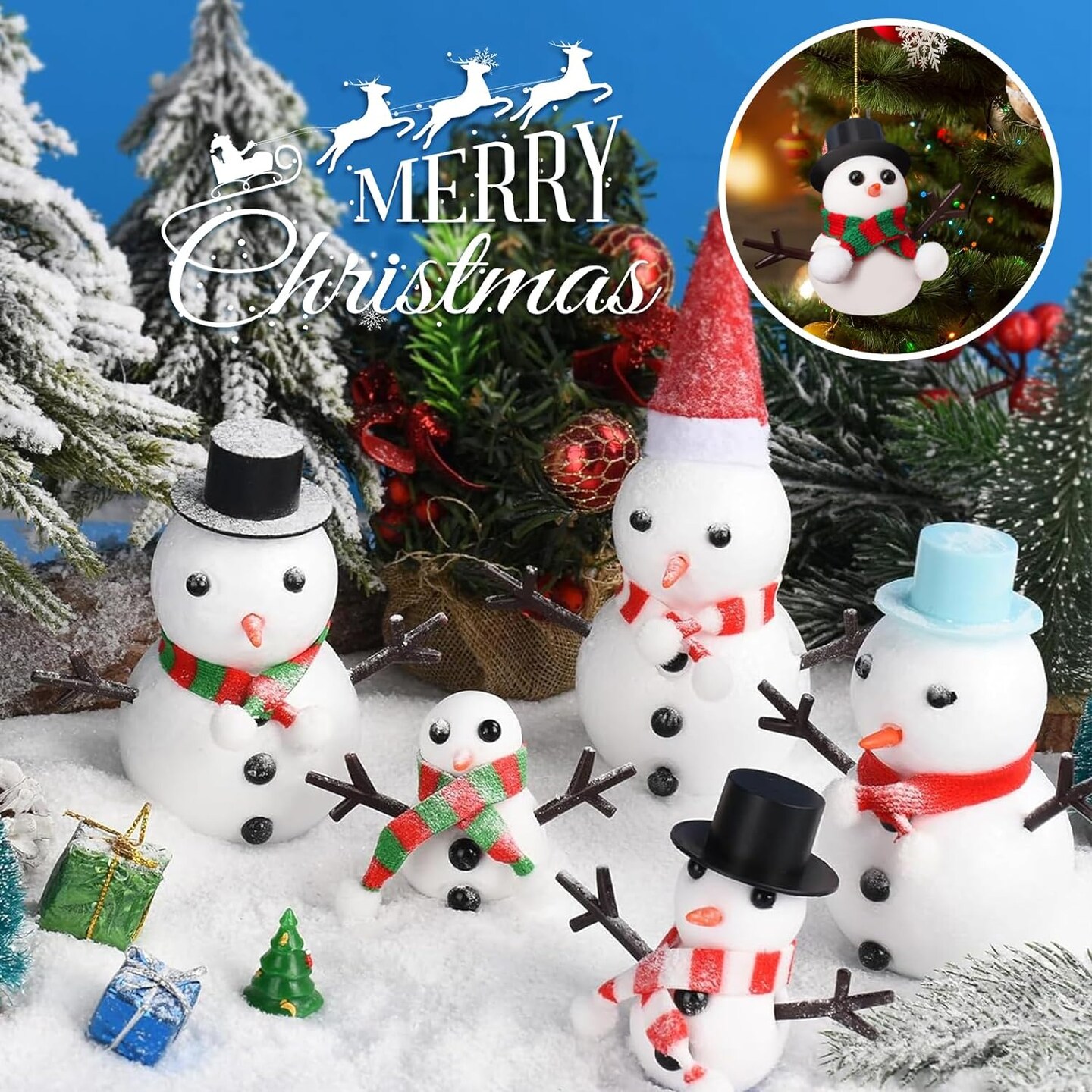 DIY Christmas Build a Snowman Air Dry Molding Clay Kit 9 Pack