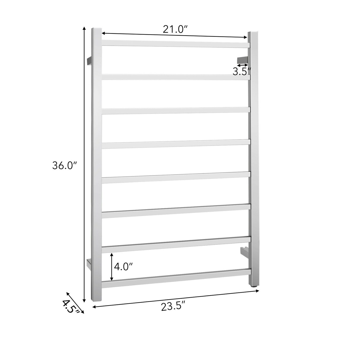 145W Electric Towel Warmer Wall Mounted Heated Drying Rack 8 Square Bars