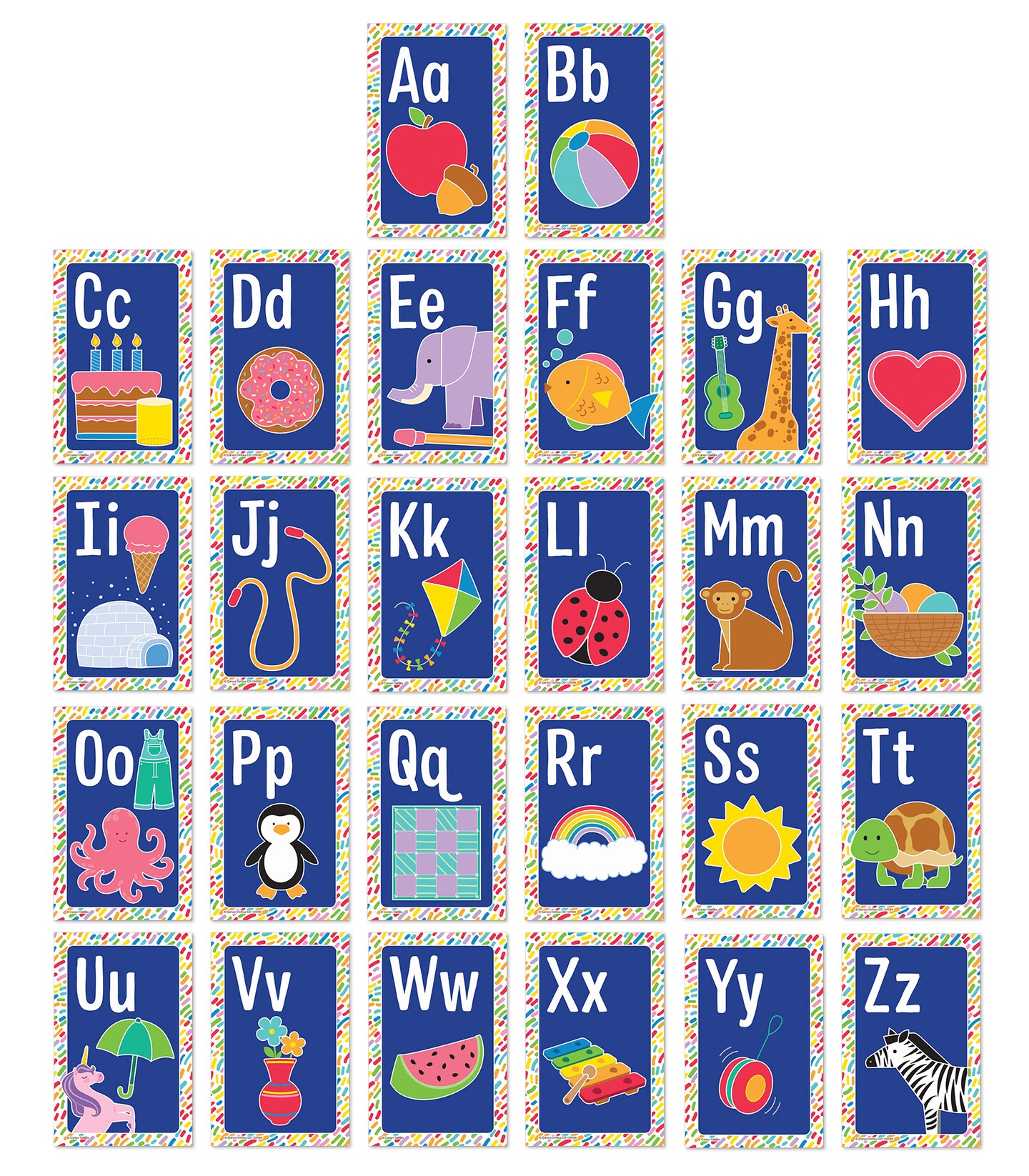 Carson Dellosa 26 pc Set of abc Bulletin Board Decorations, Alphabet Toddler Learning Posters, Letters With Sight Word Images for Sound Recognition, Preschool and Kindergarten Classroom and Wall Decor