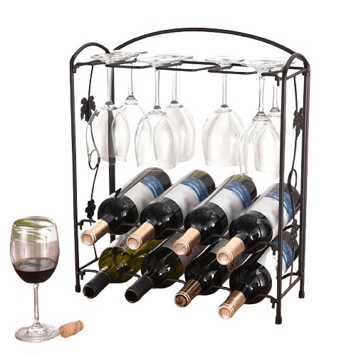 Kitcheniva Countertop Metal Wine Rack and Glass Holder