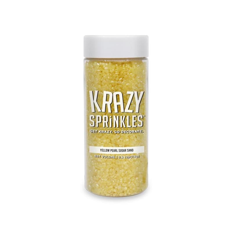Krazy Sprinkles - Yellow Pearl Sugar Sand (1/2 Cup, 1x Jar) for Cakes, Ice Cream & Cookies