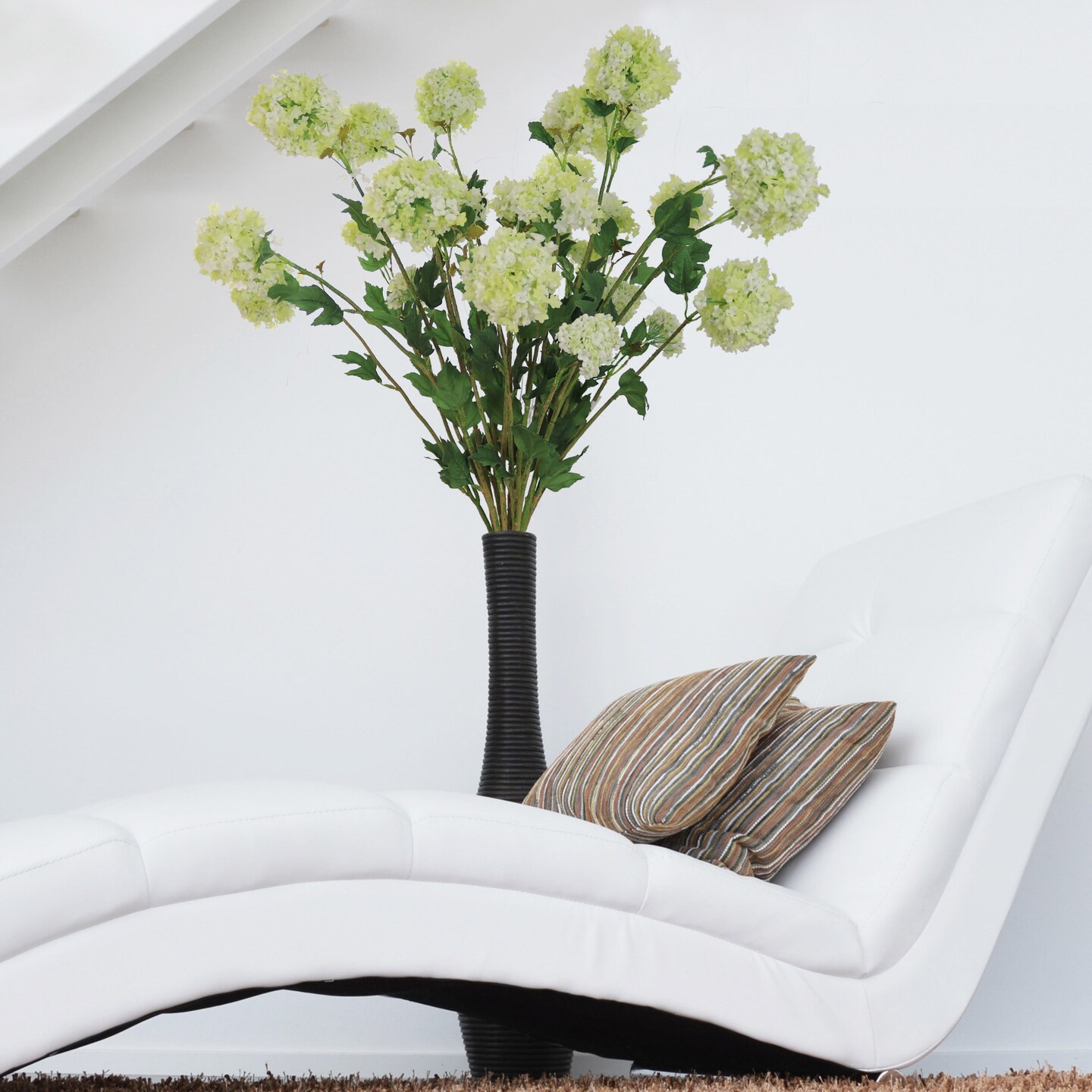 Cream Green Snowball Branch Spray, 38-Inch, 5 Lifelike Silk Sprays & Foliage, Greenery Sprays by Floral Home®