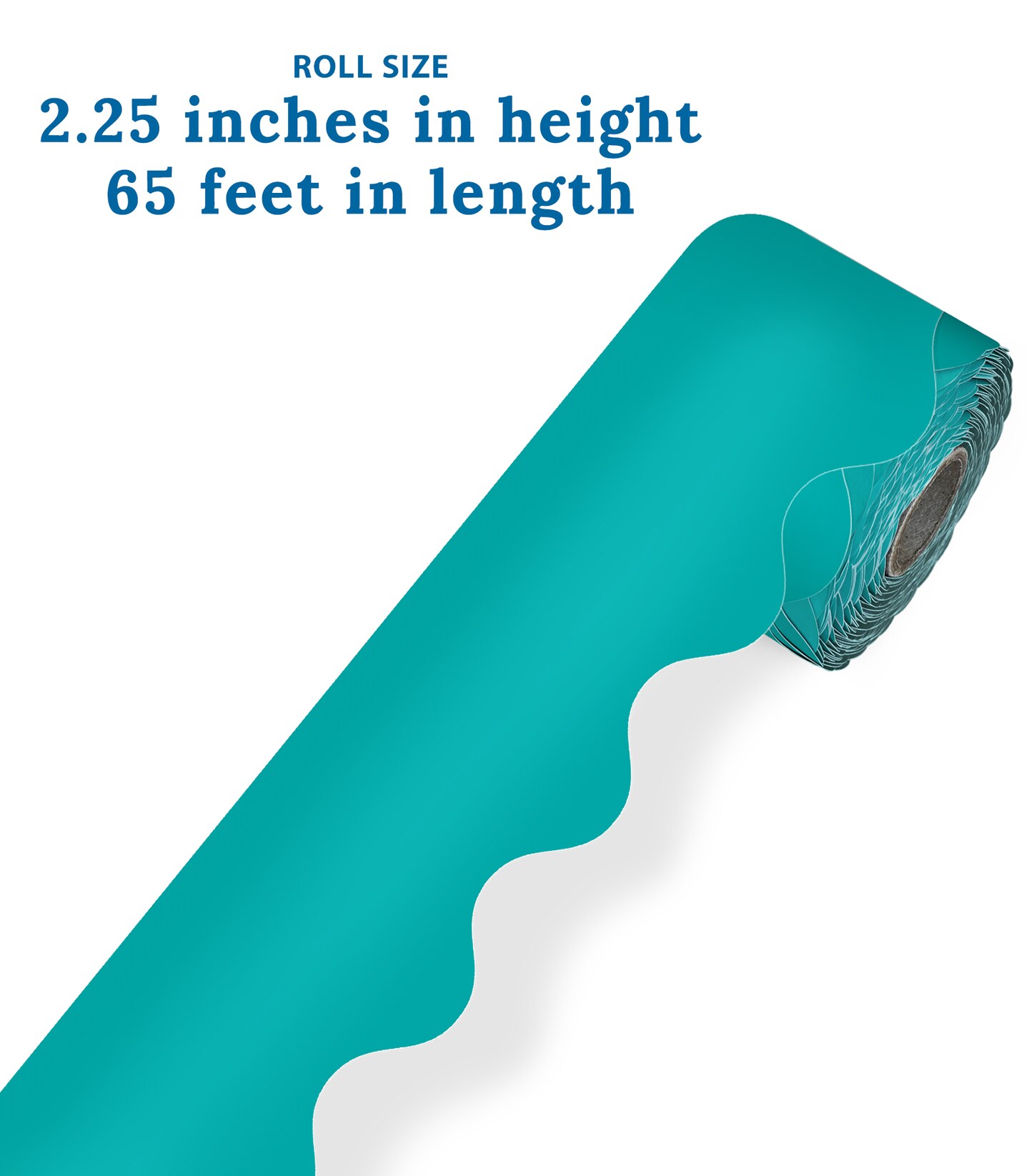 Carson Dellosa 65Ft of Teal Bulletin Board Borders, 1 Roll of Scalloped Trim for Rolling Whiteboard, Cork and Posterboard, Party, Office Decorations, and Classroom Decor