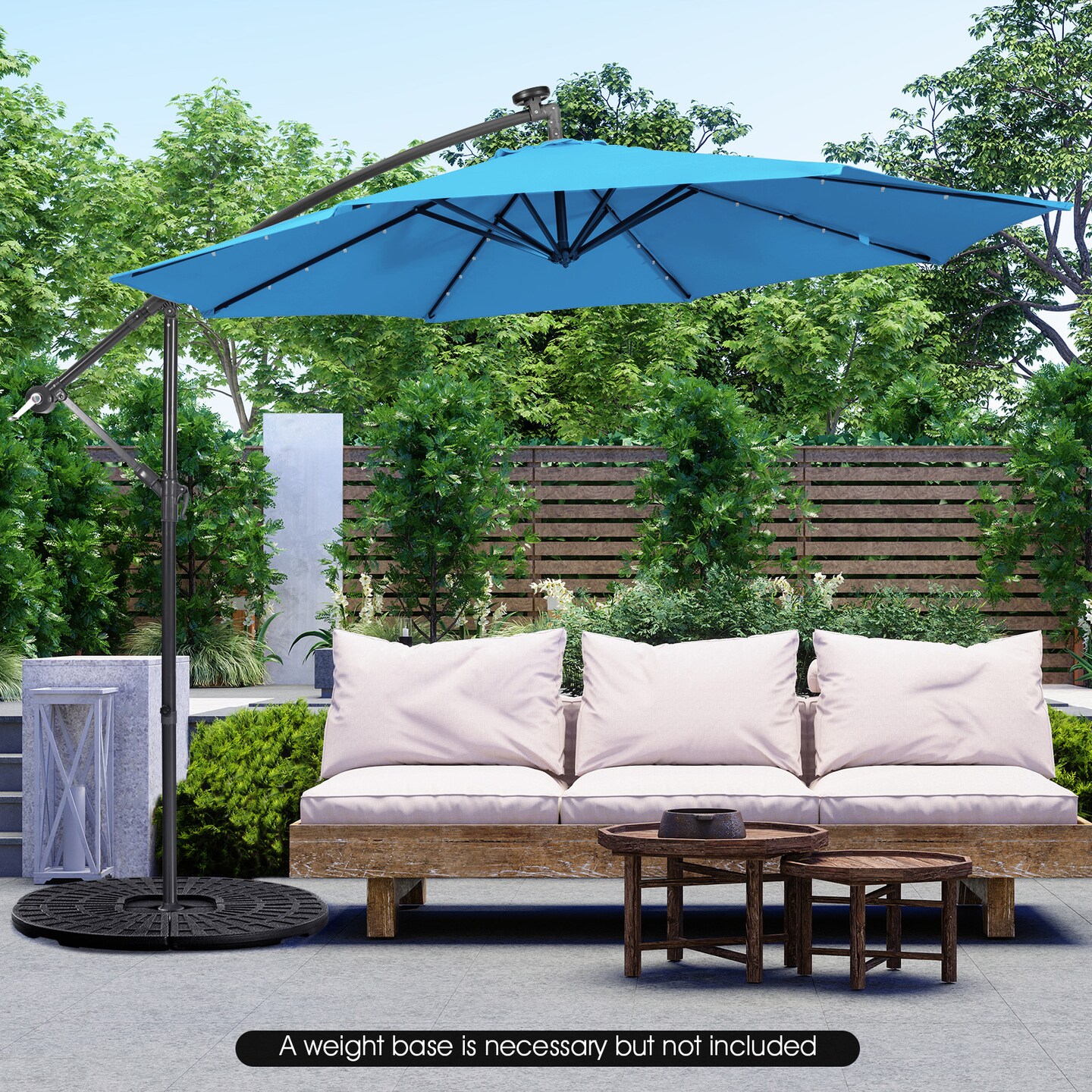 10 Feet Patio Solar Powered Cantilever Umbrella with Tilting System