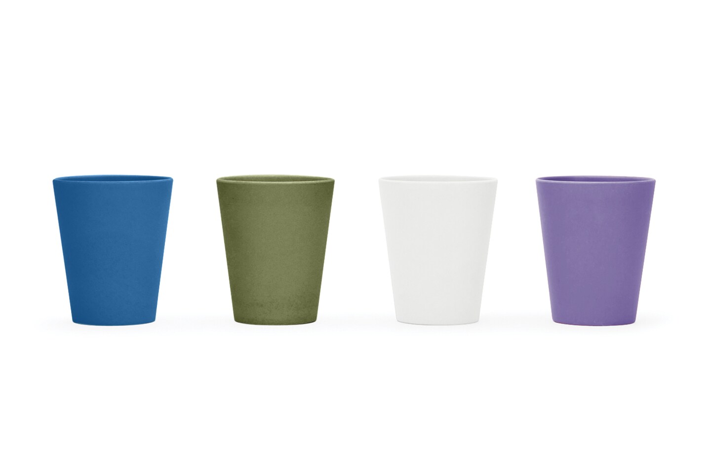 Blue, Green, Pink, White Bamboo Cups Set of 4