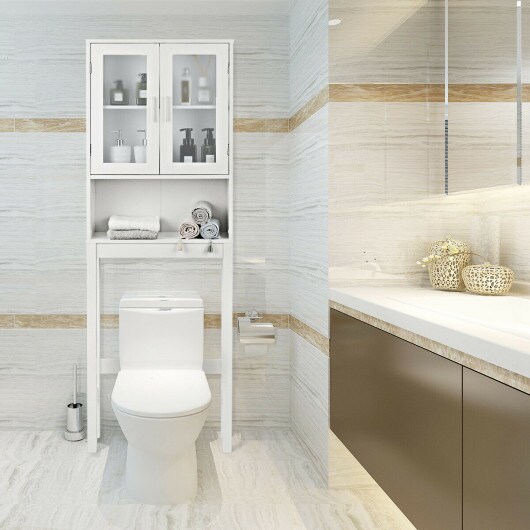 Wooden over the toilet Storage Cabinet with Tower Rack