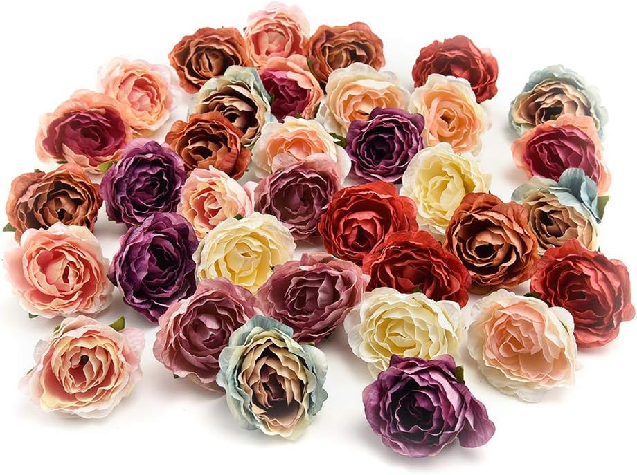 Fake Flower Heads in Bulk for Crafts 30 pcs