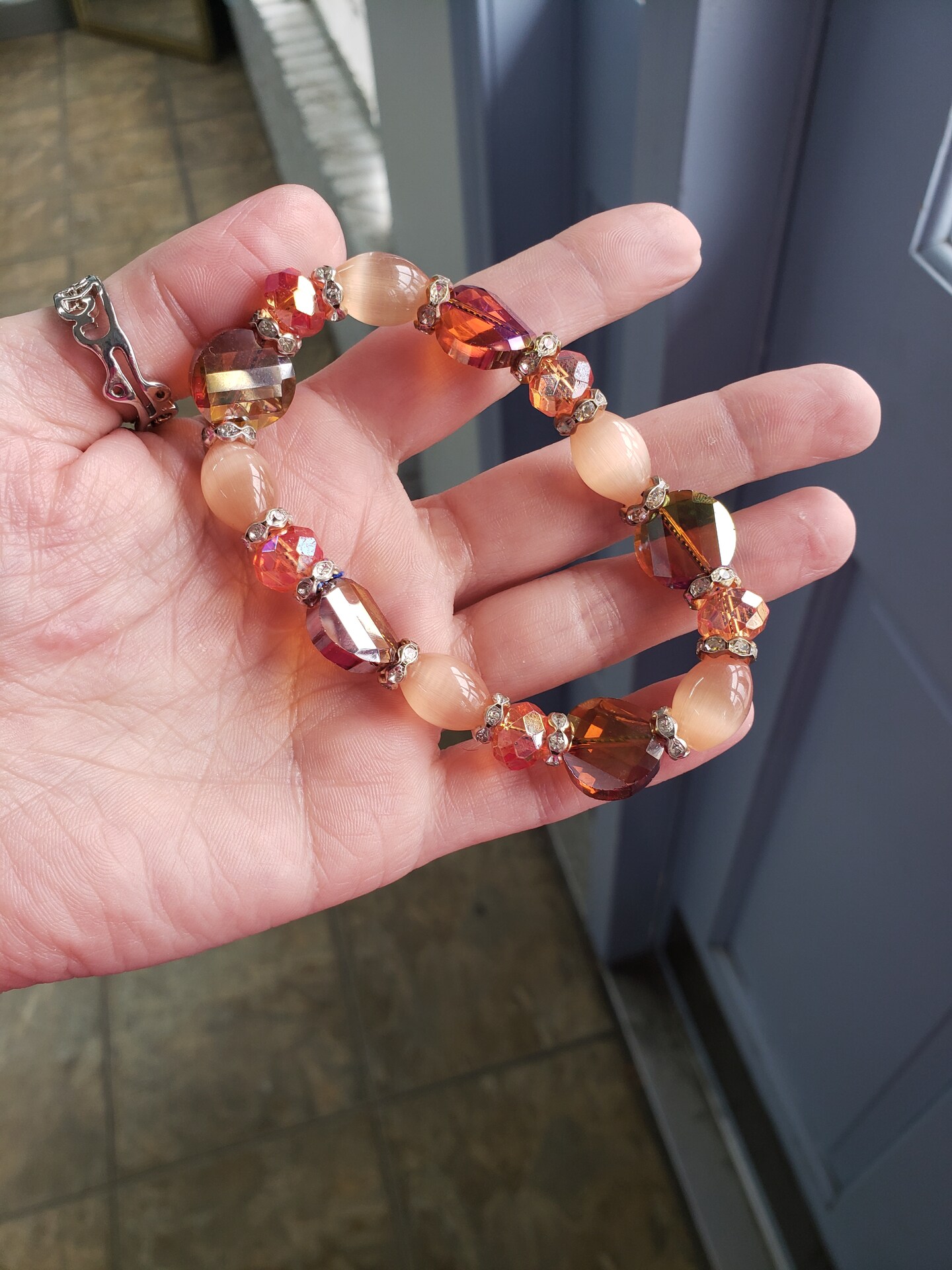 Peach, topaz, and orange stretchy bracelet | MakerPlace by Michaels