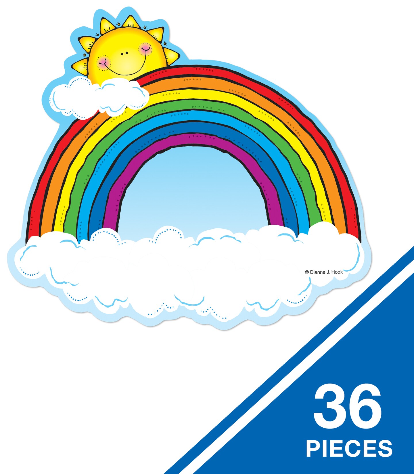 Carson Dellosa 36-Piece Rainbow Bulletin Board Cutouts, Sunny Rainbow Cut outs for Bulletin Board, Rainbow Classroom, Spring Classroom D&#xE9;cor &#x26; St. Patrick&#x27;s Day Classroom D&#xE9;cor