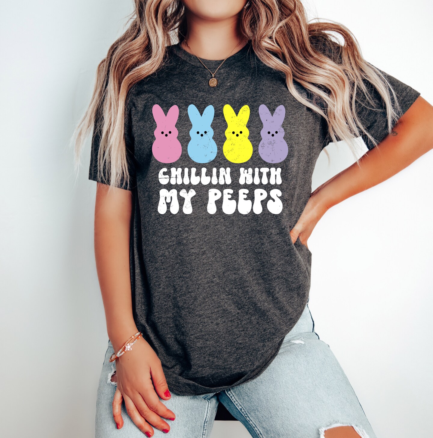 Chillin With My Peeps Easter Bunny T-Shirt Gift T-Shirt