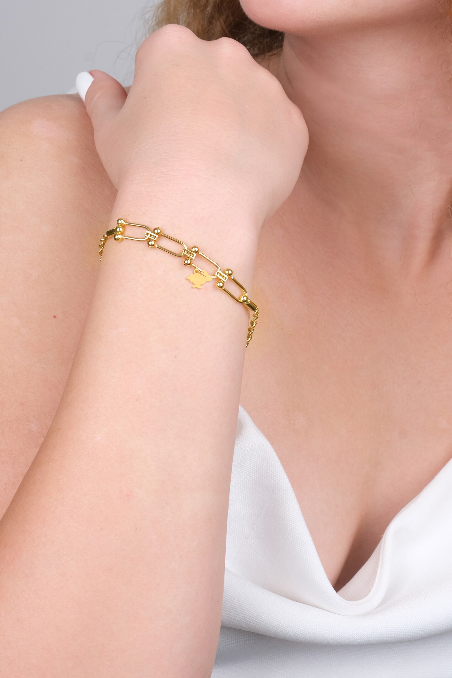 Solid 10k or 14k Gold Rabbit Charm with Jump Ring for Bracelet or Necklace product 2
