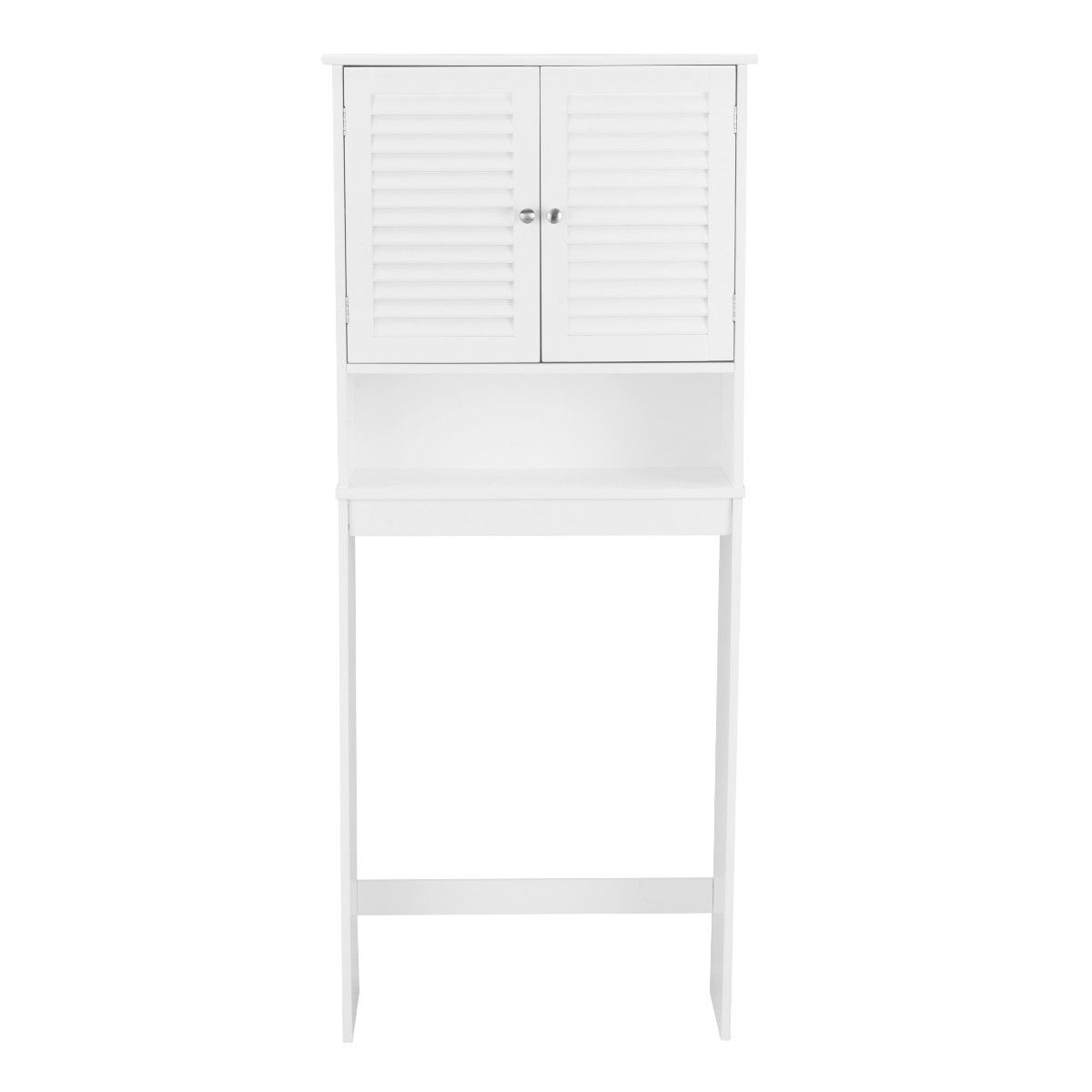 White Over-The-Toilet Bathroom Storage Cabinet with 2 Doors Adjustable Shelves