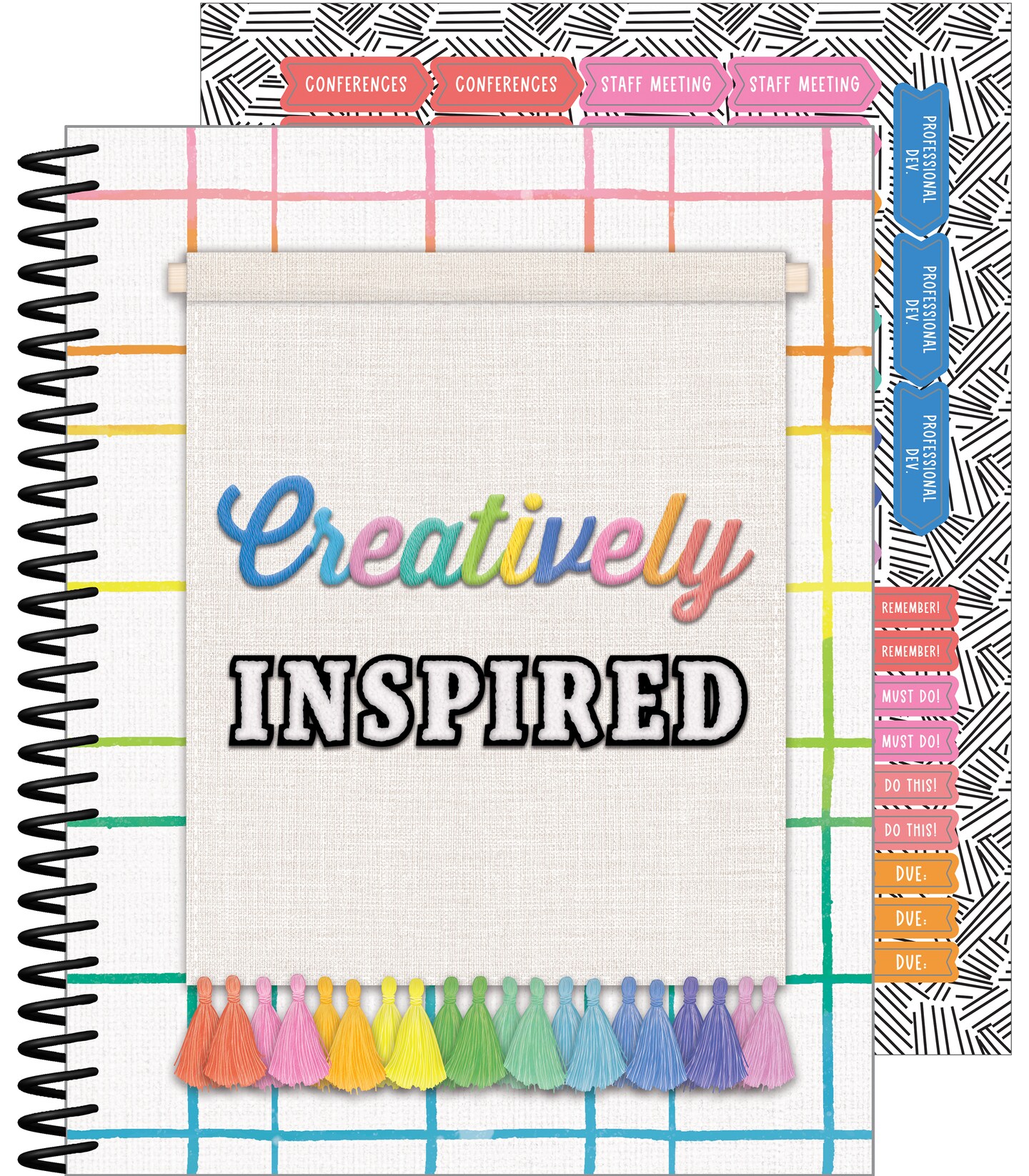 Carson Dellosa Creatively Inspired Teacher Planner, 8&#x22; x 11&#x22; Spiral Bound With Planner Stickers, Undated Daily Planner, Colorful Weekly Planner &#x26; Monthly Planner, Classroom Organization
