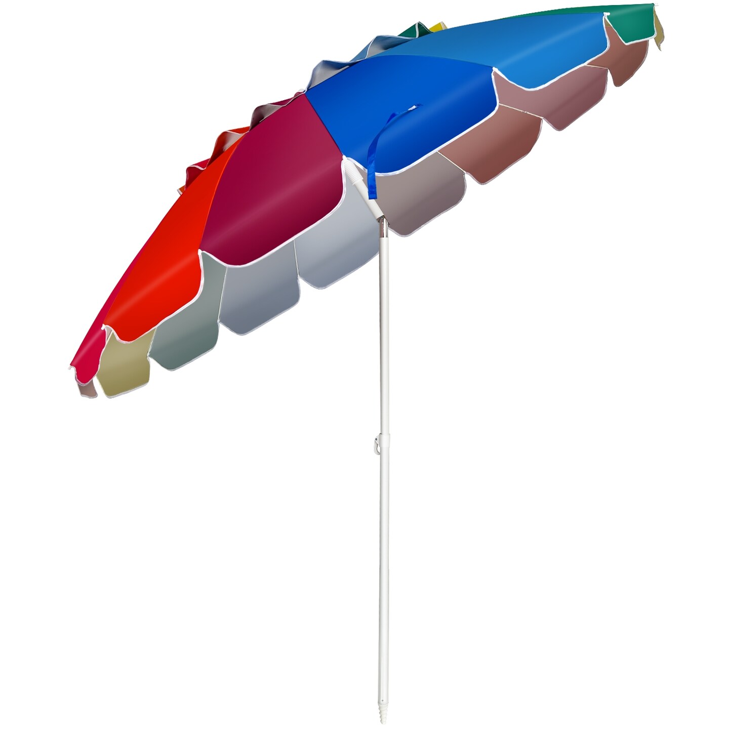 8FT Portable Beach Umbrella with Sand Anchor and Tilt Mechanism for Garden and Patio