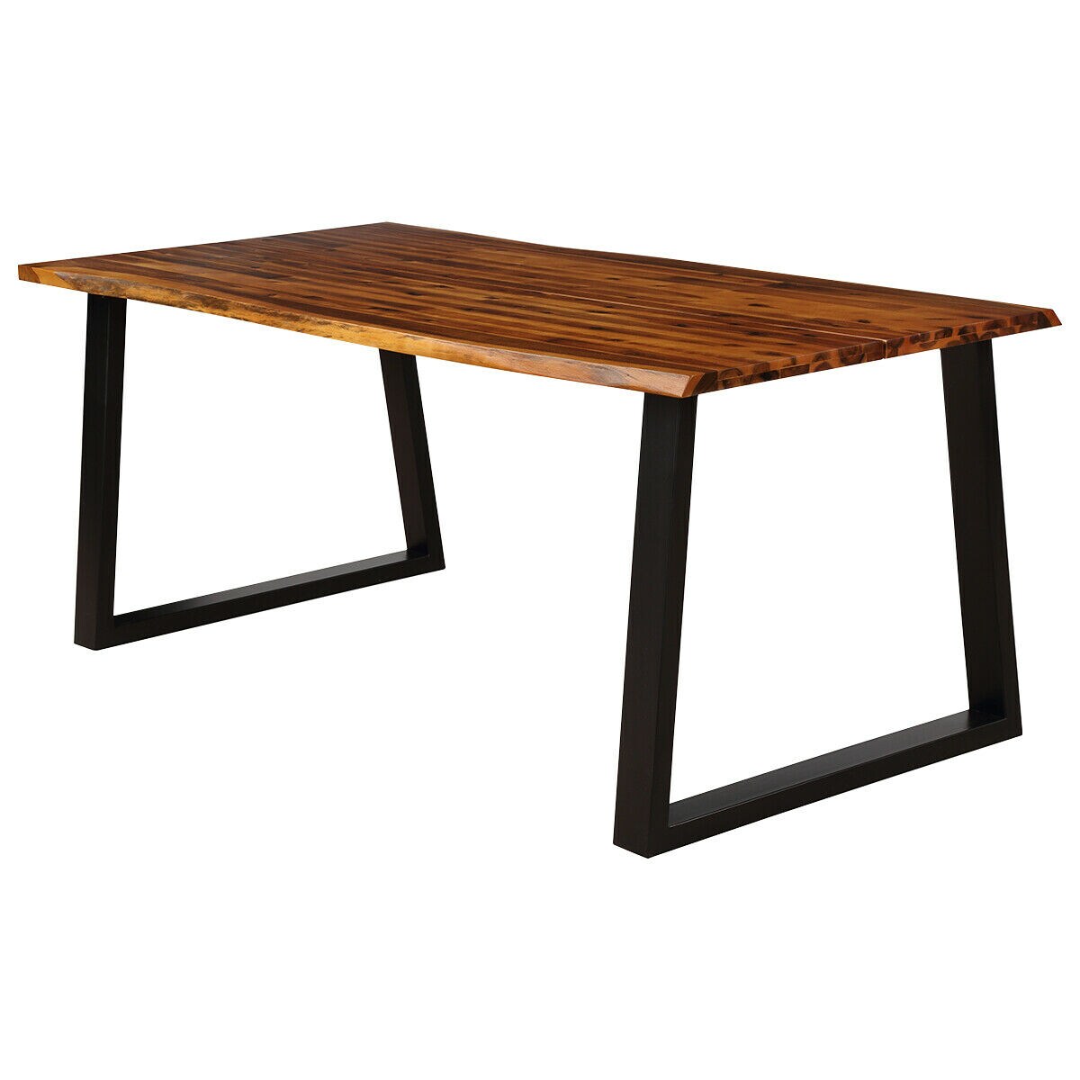 Rectangular Acacia Wood Dining Table with Rustic Metal Frame