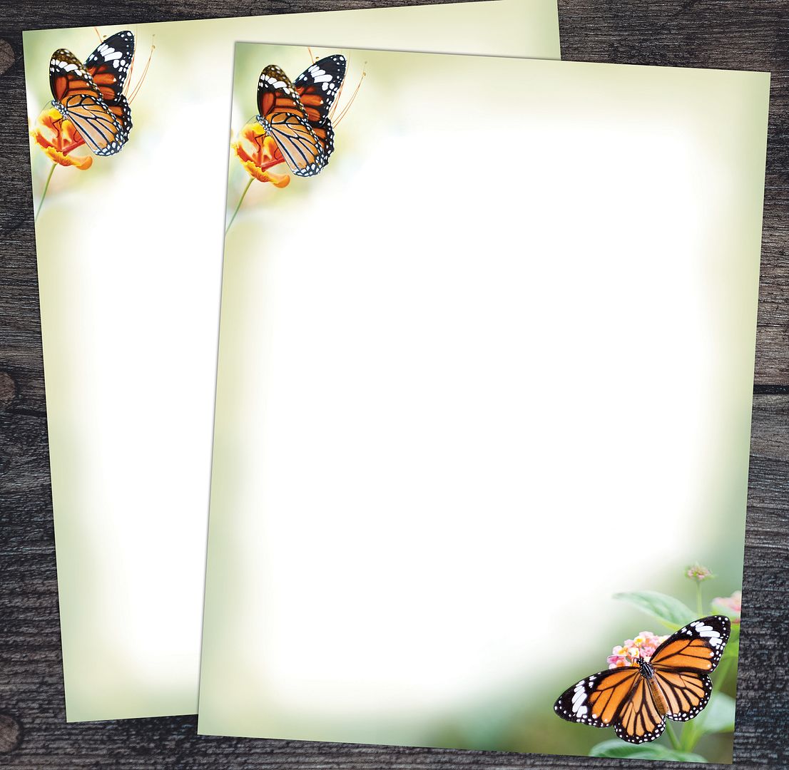 Great Papers! Monarch Butterflies Letterhead, for Invitations, Announcements and Personal Messages, Printer Friendly 8.5" x 11", 50 Pack