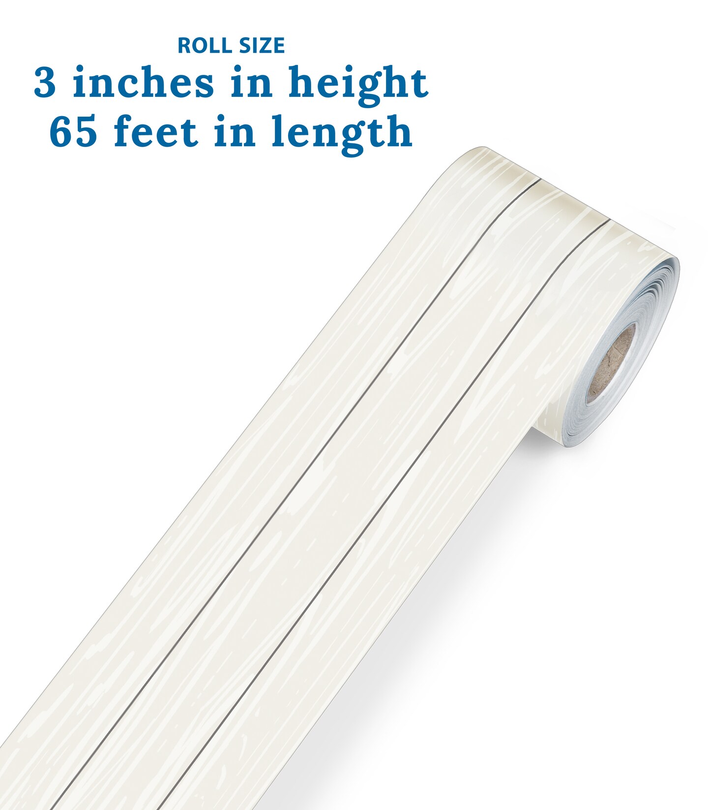 Carson Dellosa Farmhouse 65Ft of White Wood Grain Bulletin Board Borders, 1 Roll of Rustic Trim for Rolling Whiteboard, Cork and Posterboard, Party, Office Decorations, and Classroom Decor