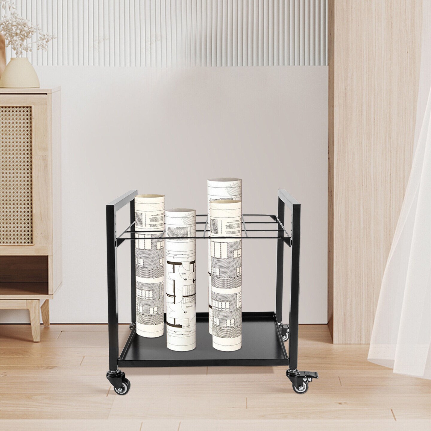 Kitcheniva 12Slot Blueprint Storage Rack Cart