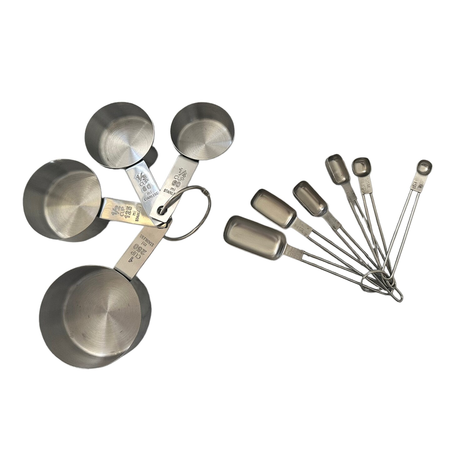 Set of 10 Stainless Steel Measuring Cup and Spoon Set