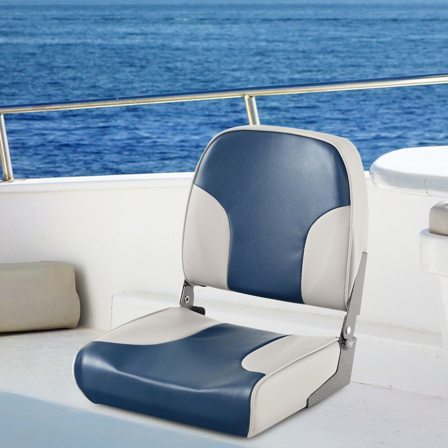 Costway 2-Piece Folding Boat Seat Set with Sponge Padding &#x26; Aluminum Hinges Low Back Blue