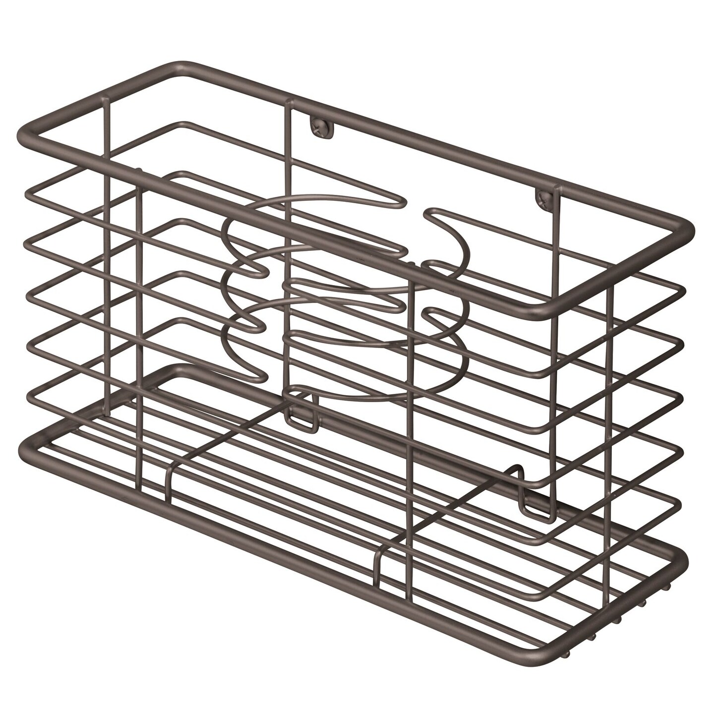 mDesign Steel Wall Mount Hair Dryer Storage Organizer Basket Holder