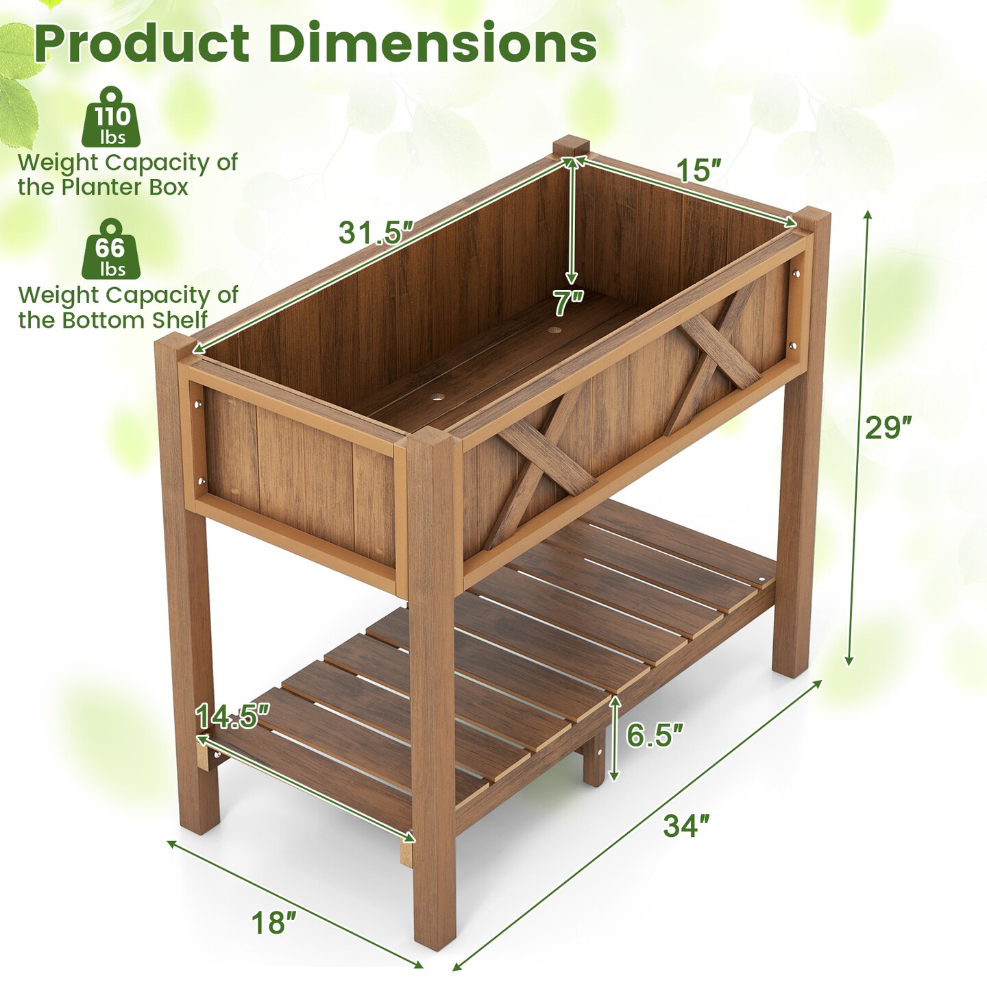 Hips Raised Garden Bed Poly Wood Elevated Planter Box