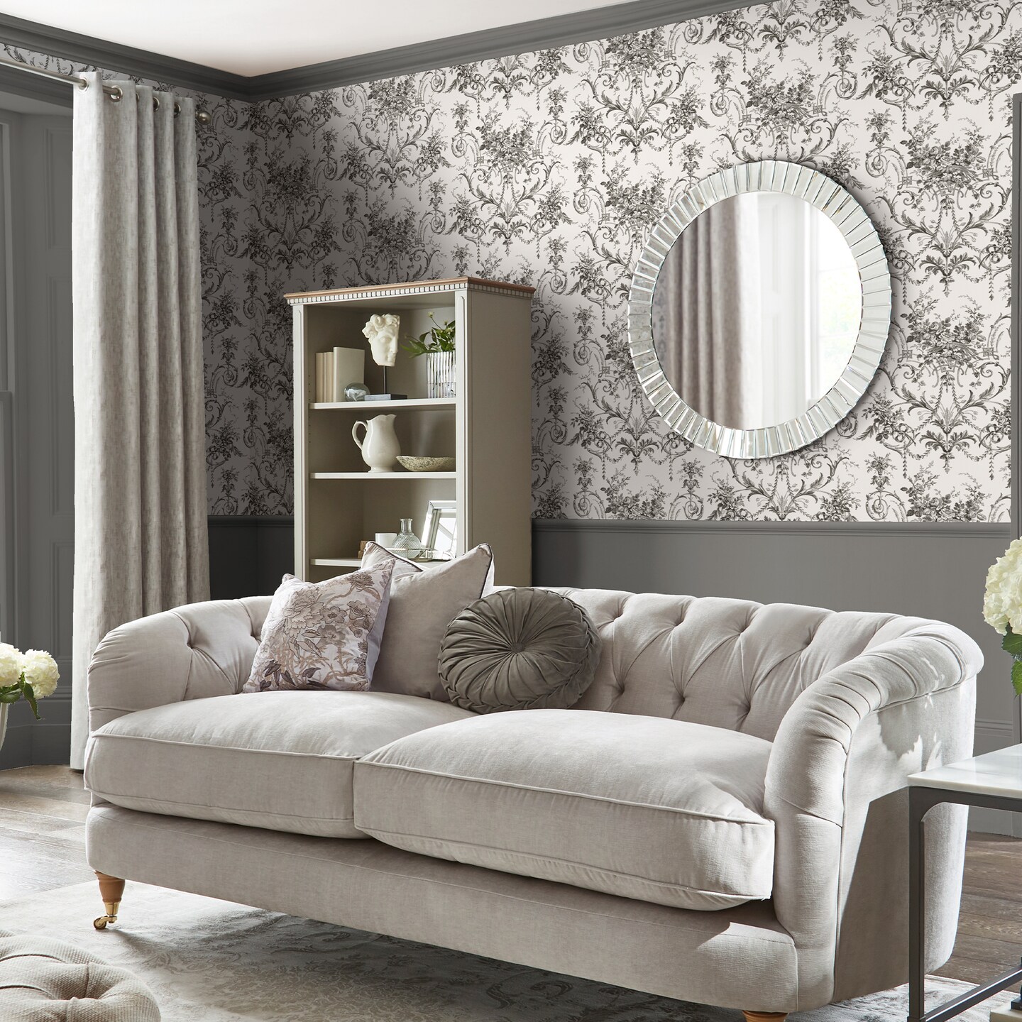 Laura Ashley Tuileries Charcoal Grey Wallpaper