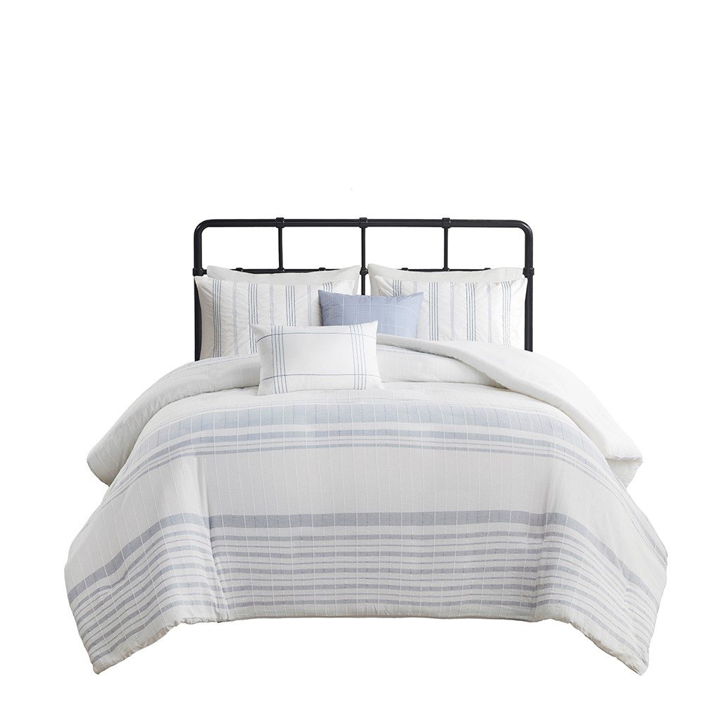 Gracie Mills Ellison 5-Piece Stripe Cotton Jacquard Duvet Set Grace-14863