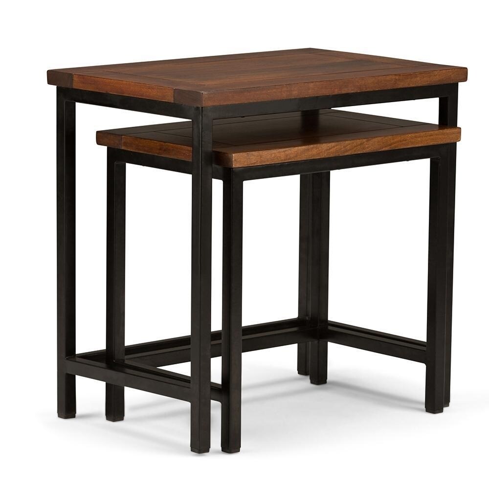 Simpli Home Skyler Solid Mango Wood And Metal 25&#x22;Rectangle 2 Pc Nesting