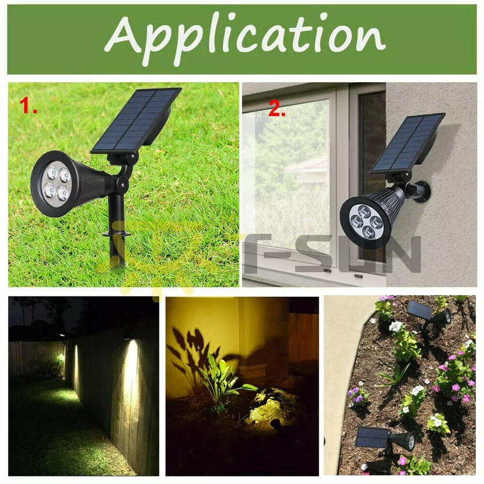 Solar Power Spot Light Outdoor LED Garden Security Lawn Landscape Path Wall Lamp