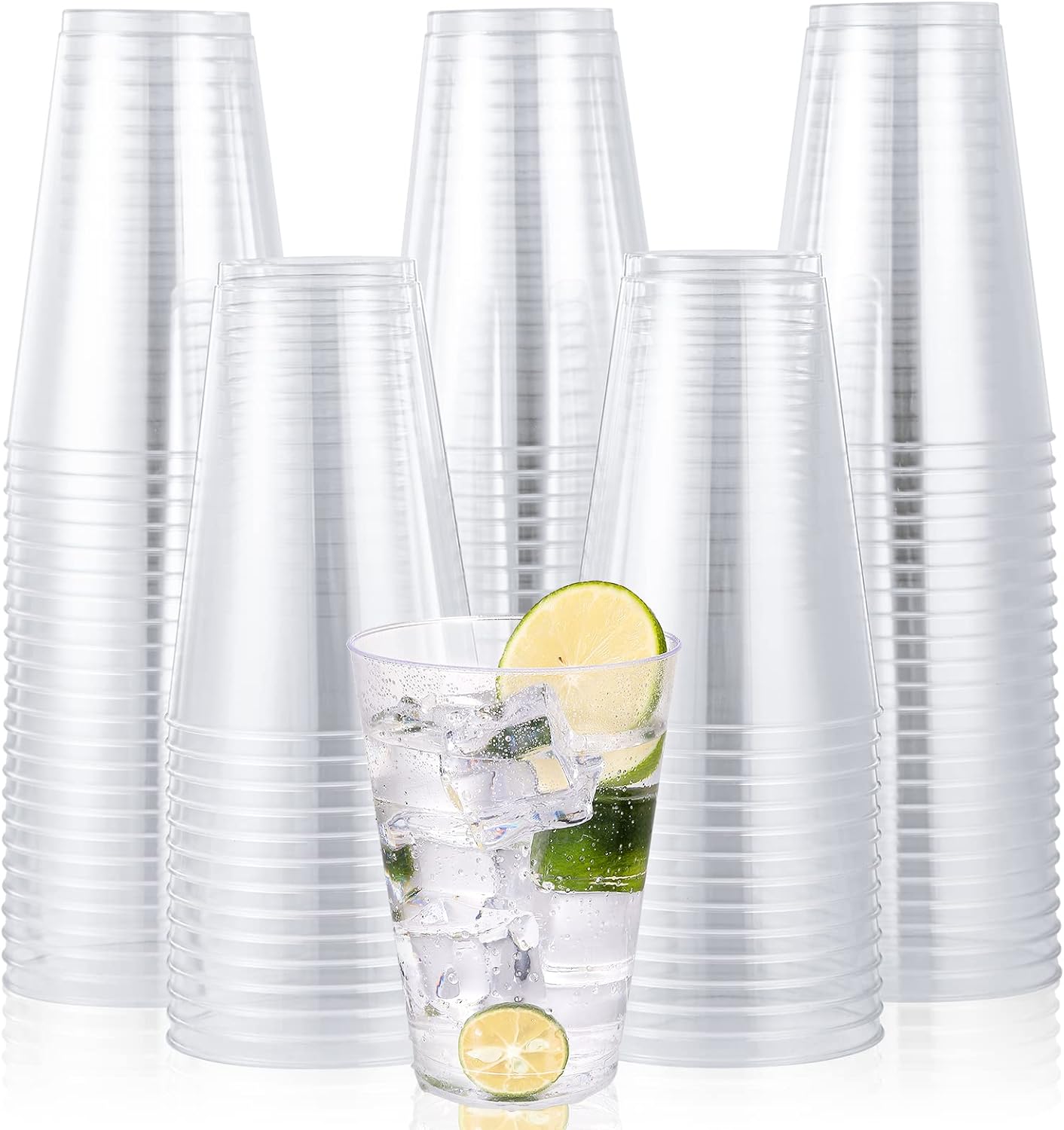 100 Pack 14 oz Plastic Cups - Disposable Heavy-duty Tumblers