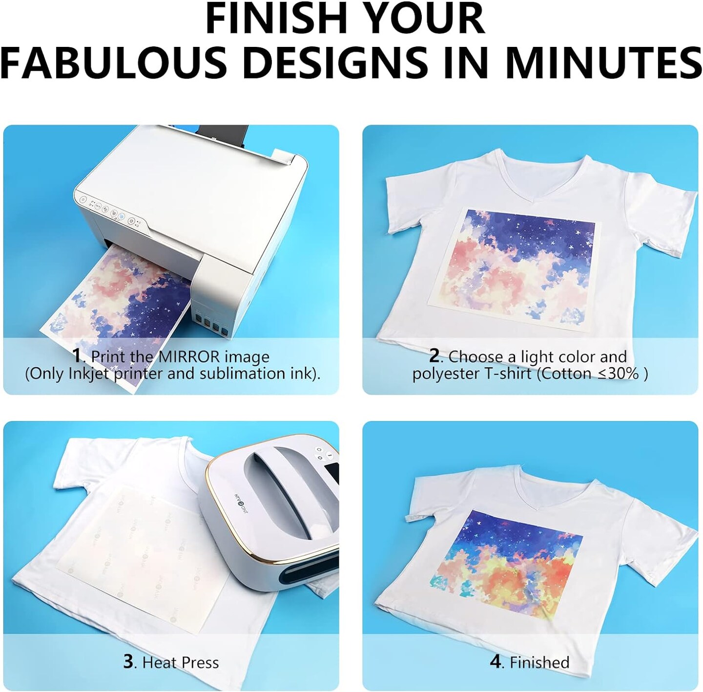 Sublimation Paper 8.5 x 11 Inches - 150 Sheets 105g Excellent Ink Release Sublimation Transfer Paper for Tumblers, Mugs, T-shirts
