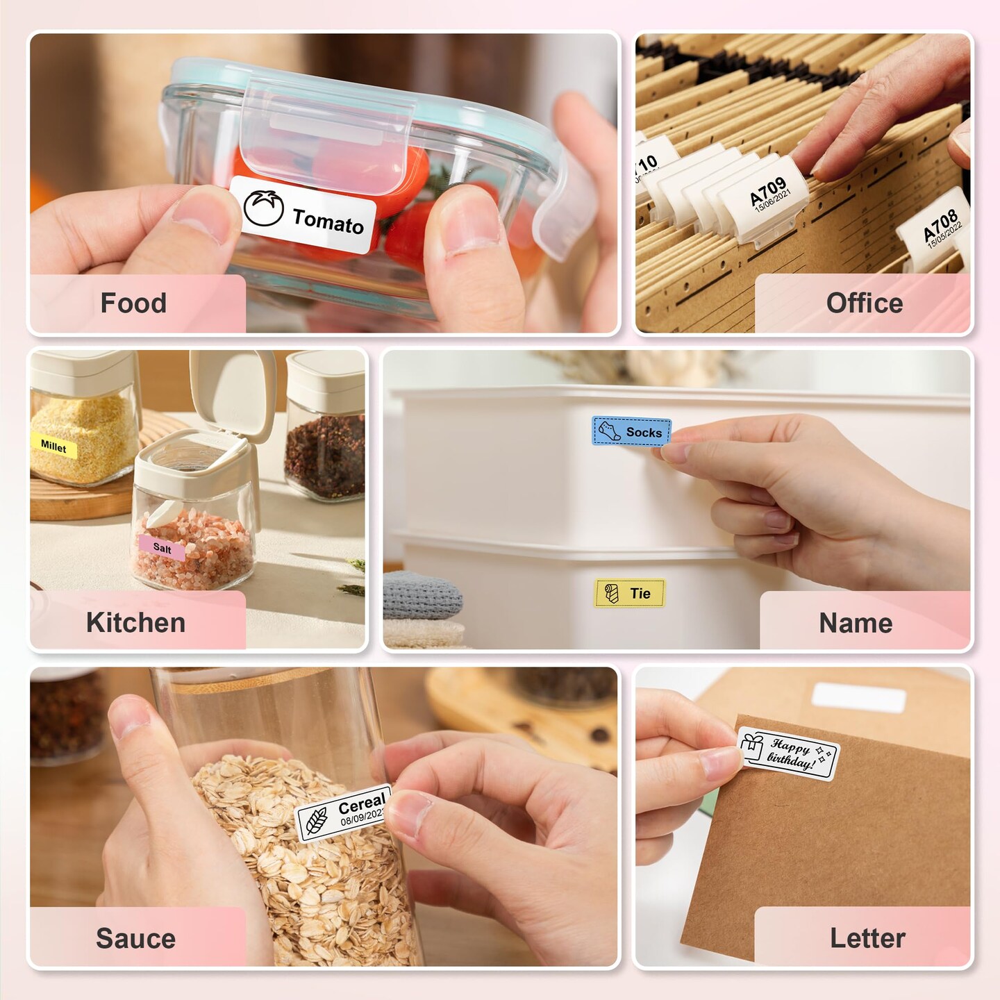 Label Maker Machine with Tape, P21 Portable Bluetooth Label Printer, Wireless Built-in Cutter Sticker Maker Mini Label Makers with Multiple Templates for Organizing Storage Office Home, Pink