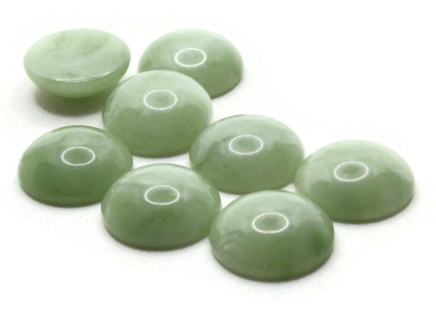 8 18mm Green Speckled Flatback Round Vintage Lucite Cabochons
