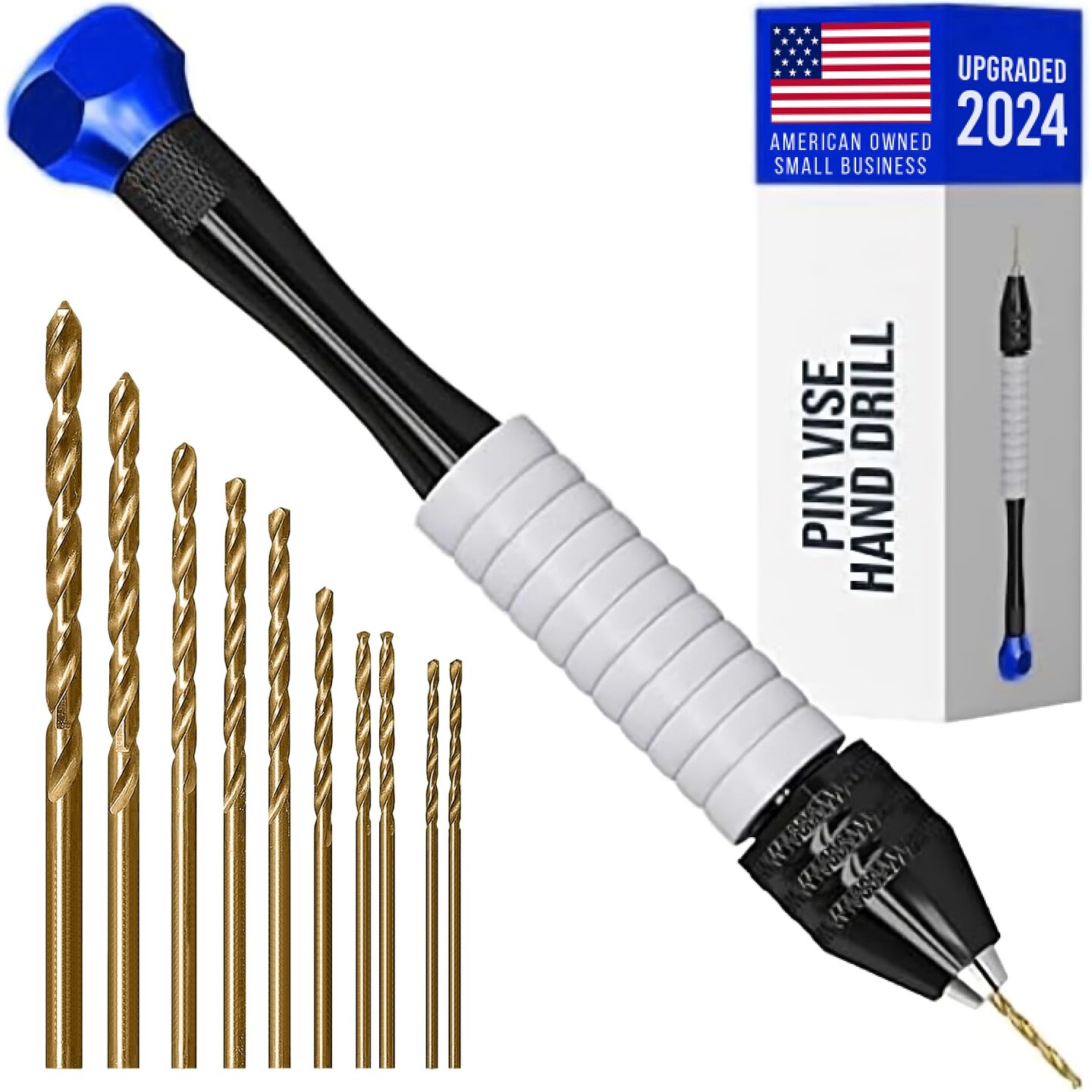 Manual Craft Drill Sharp HSS Micro Mini Twist Drill Bits Set, Small Rotary Tools for Wood, Plastic, Miniature - Blue