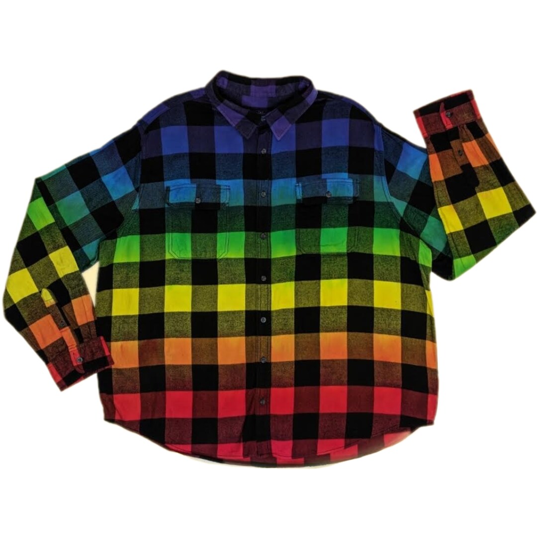Tie Dye Rainbow Flannel Rainbow Pride Flag Buffalo Plaid Shirt MakerPlace by Michaels