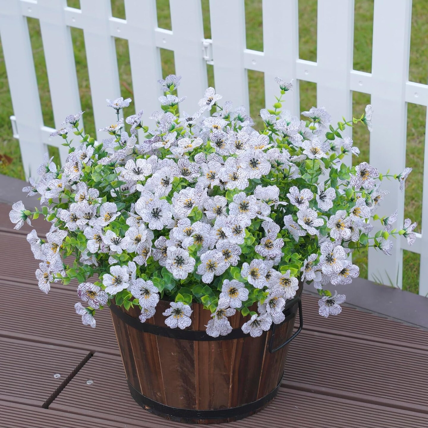 Artificial Fake Plants Flowers for Outside Spring Summer Decoration, 12 Bundles of Faux Silk White Daisy UV Resistant Realistic for Porch Patio Home Window Box Yard Garden Planter